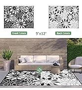 GENIMO Lightweight Plastic Outdoor Rug Waterproof, 5' x 8' Reversible Patio Plastic Straw Camping...