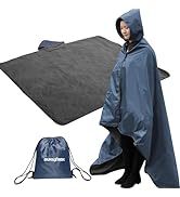 DUKUSEEK Hooded Camping Blanket, Waterproof Windproof Stadium Blankets, Large (79x59) for Outdoor...
