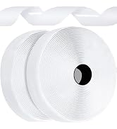 Heavy Duty Hook &amp; Loop Tape with Adhesive Backing [2" x 17.4 ft / 5.8 Yards]. White Long Strong S...