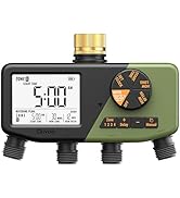 Diivoo 4 Zone Sprinkler Timer with Brass Inlet, IP68 Waterproof 4 Zone Water Timer with Large Dis...