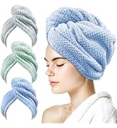 my novel things 3 Pack Hair towel wrap for women, Microfiber Hair Towel, Super Absorbent Hair Tow...