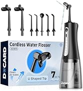 Cordless Water Flosser for Teeth, U-Shaped Flossing 360° Deep Clean, 5 Modes 7 Jet Tips for Adult...
