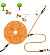 IPRAVOCI 30 FT Dog Leash for 2 Dogs, Heavy Duty Dog Tie Out Trolley Runner Cable for Yard Trainin...