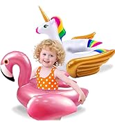 2 Pack Pool Floats for Kids-Unicorn &amp; Flamingo Swim Floats Tubes Kids Pool Floaties, Inflatable S...