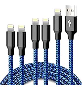 cugunu iPhone Charger, 5 Pack 3/3/6/6/10FT Apple MFi Certified USB Lightning Cable Nylon Braided ...