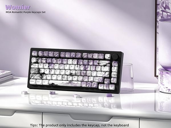 MOA Romantic Purple Keycaps, Custom PBT Keycaps Set Mechanical Keyboard Key Caps