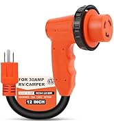 30 Amp to 110 Volt RV Adapter Plug with Locking Connector, NEMA 5-15P to NEMA L5-30R Electrical P...