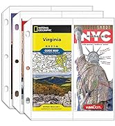 Folded Map Sleeves, Map Protector, Envelopes Page for 3-Ring Binders, Brochure Holder with 4.5" x...