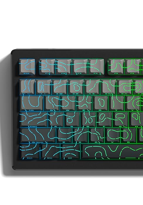 Double Shot PBT keycaps Set grey Topographic Shine Through keycaps Cherry Profile Key caps