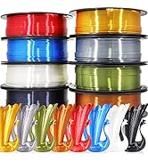 TTYT3D 1.75mm Silk PLA 3D Printer Filament Bundle, 8 Silk Shiny Colors: Gold/Silver/Copper/Bronze...