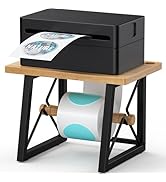 TIPSYTREE Label Holder for Rolls and Fan-fold Labels, Wooden Label Stand for Shipping Label Print...