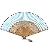 ffscafscn Hand Fan for Vintage Japanese Bamboo Silk Elegant for Dance Music Festival Wedding Chur...