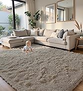 8x10 Beige Fluffy Rug Shaggy Area Rug