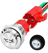 Joinfworld Horn Button 12V 20A Heavy Duty 16MM Metal Horn Switch Speaker Blue LED Illumianted Sta...