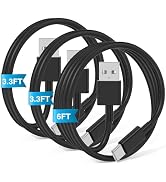 3-Pack Black [3.3FT+3.3FT+6FT] USB A to USB C Cable,USB to USB C Car Carplay Cable for iPhone 16 ...