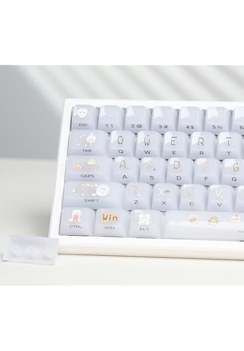 Womier White Jelly Keycaps, Ceramic Keycaps Style Clear Keycap | Cake Sheep Cute Transparent Shin...