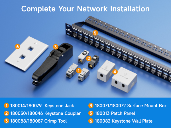 10Gbps 6-Pack RJ45 Shielded Cat6A / Cat6 Keystone Jack with Integrated Shutter