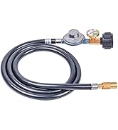 GasSaf 5FT Propane Regulator with Hose, Griddles Regulator and Gauge Suitable for Blackstone 17”/...