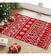 HUGEAR Christmas Boho Area Rug 2x3 Entryway Rug Machine Washable Rugs Green/White Indoor Door Mat...