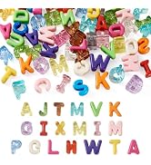 FASHEWELRY 60Pcs Large Acrylic Letter Beads Colorful Big Alphabet Beads 20mm Chunky Initial Bead ...