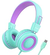 Bywulanda Upgrade USB Type C Kids Headphone for School, 94dB Safe Volume Limited, HD Stereo Sound...