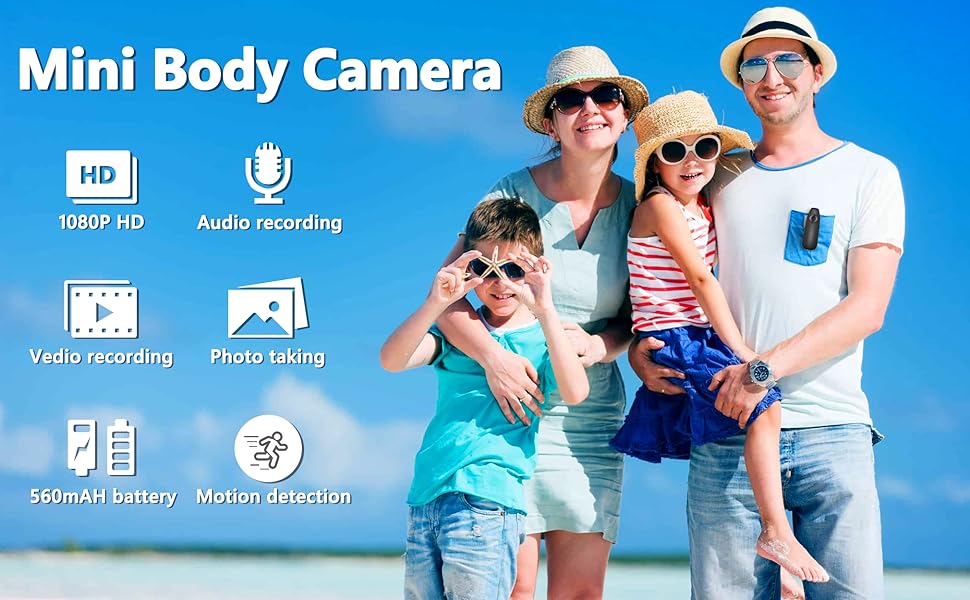 mini body camera, back clip camera
