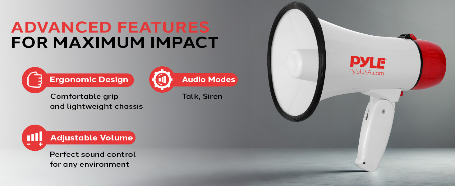 rechargeable pyle battery compact microphone 50w mic mp3 aux alarm megaphone bullhorn speaker