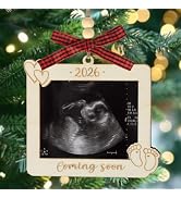 Baby Ultrasound Picture Frame Hanging Ornament 2026, Baby Coming Soon Sonogram Photo Frame Pregna...