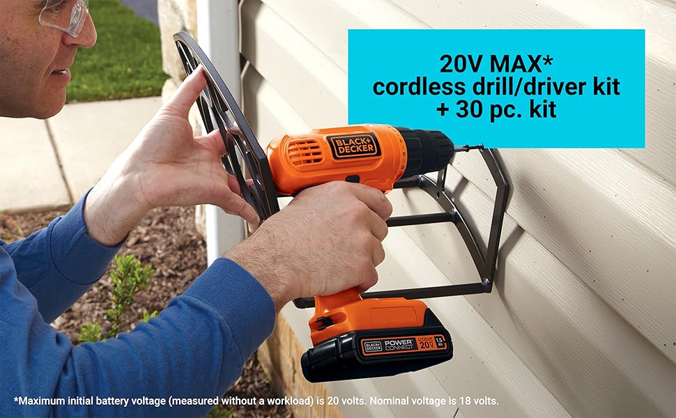 BLACK+DECKER 20V MAX Cordless Drill / Driver with 30-Piece Accessories