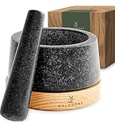 WALDWERK Mortar and Pestle - Mortar and Pestle Set with Anti-Scratch Oak Wood Base - Mortar with ...