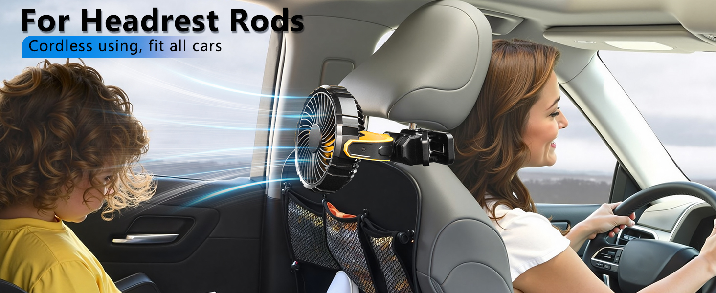 xuenair clip on fan for car roof handles visor headrest backseat backs seat