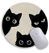 Immaturus Black Cat Mouse Pad, Cute Small Mouse Pads for Desk, Round Travel Mousepad for Wireless...