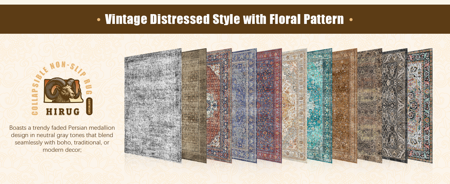 HIRUG Washable Area Rug