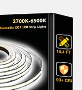 DAYBETTER COB LED Strip Lights, Tunable White(2700K-6500K) COB LED Lights with 3040 LEDs, RF Remo...