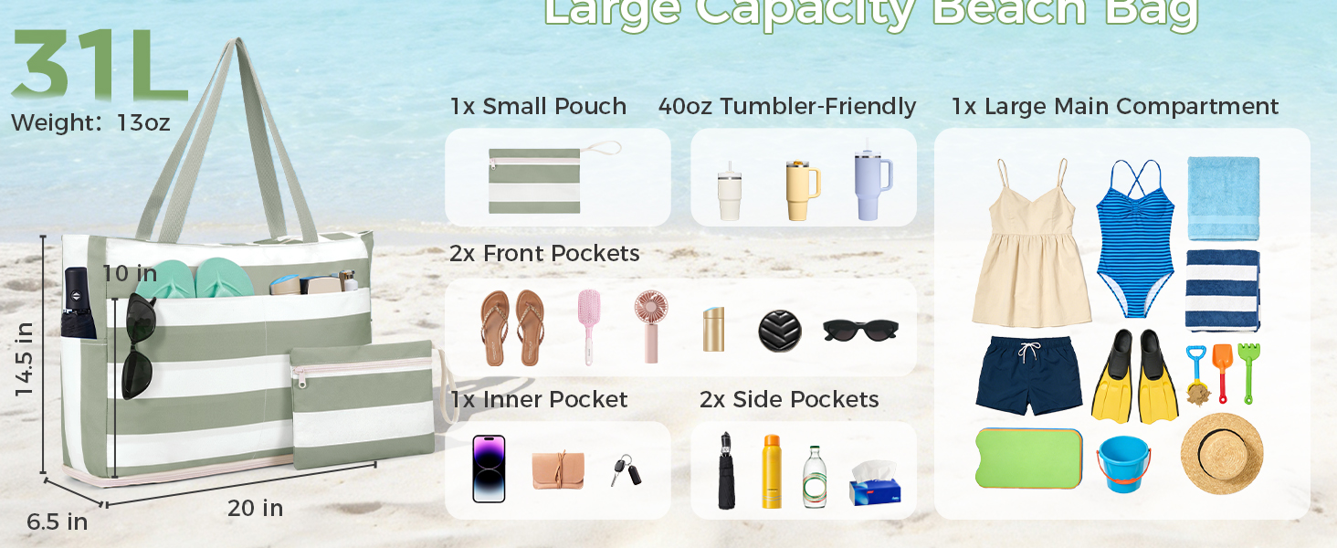 large capacity beach bag