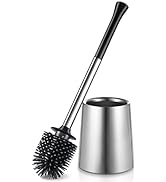 HAMITOR Toilet Bowl Brush Holder Set: Silicone Stainless Steel Deep Cleaning Toilet Cleaner Brush...
