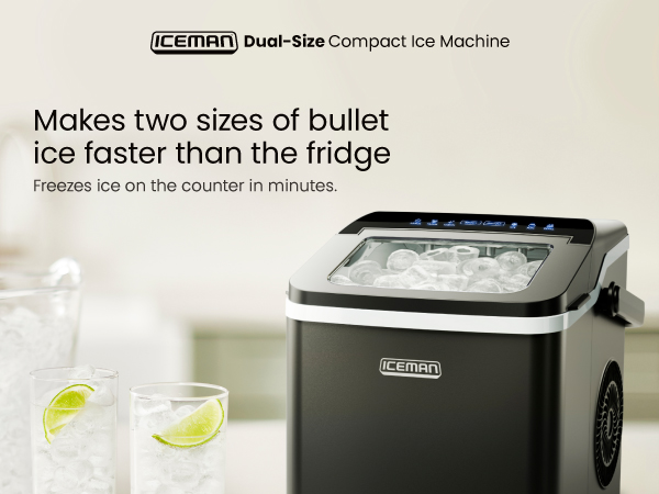 Make two sizes of bullet ice faster than the fridge