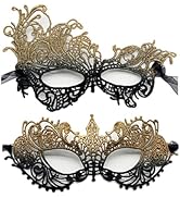 TFTSR Masquerade Masks for Women Couples,Men Mardi Gras Mask,Girls Black Gold Lace Eyes Costume,A...