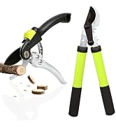 YRTSH Garden Shears Set, 2-Piece Pruning Loppers &amp; Pruners with Gear System | Bypass Loppers for ...