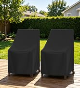 SunPatio Outdoor High Back Chair Covers Waterproof, 2 Pack Stackable Patio Chair Covers with Wind...