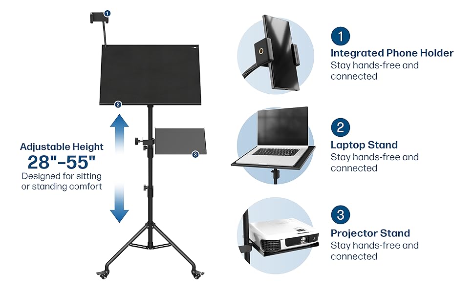 Projector Laptop Tripod Stand Adjustable Height