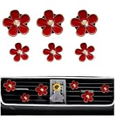 Daisy Air Vent Clips - 6 Pcs Cute Flower Outlet Clip Car Air Fresheners with Mask Hook (Red)