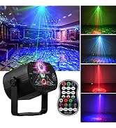 DJ Disco Stage Party Lights, LED Sound Activated Laser Light RGB Flash Strobe Projector with Remo...