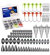 SANWEAL 88/68PCS Fishing Weights Sinkers Kit, Split Shot, Bullet, Egg, Pyramid Weights with Jig H...