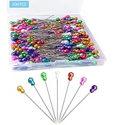 Sewing Pins, Straight Pins with Gourd Pearlized Head Pin, Long 2.2 Inch Sewing Pins for Fabric, M...