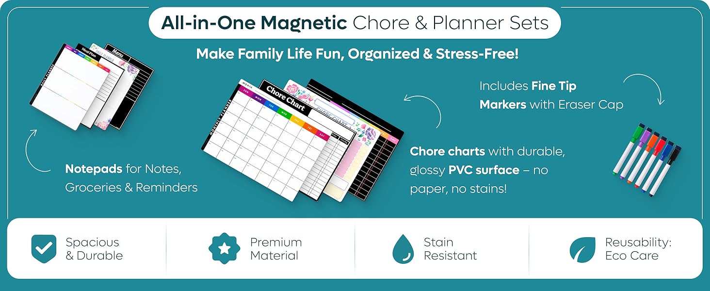 Dry Erase Magnetic Chore Charts