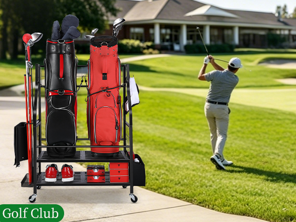 Golf Bag Storage Rack for Garage, Golf Bag Organizer and Golf Accessories, Golf Bag Storage Stand