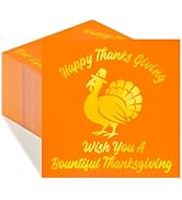 DIYASY Thanksgiving Paper Napkins Disposable, 50 Pcs Fall Cocktail Napkins | 5 x 5 Inch Gold Foil...