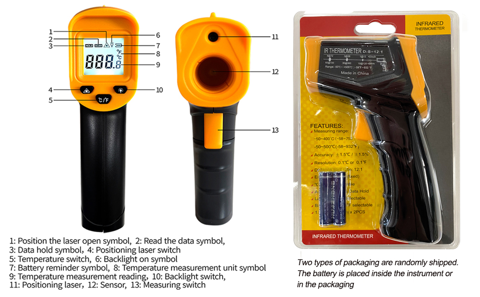 Laser thermometer gun