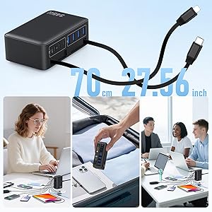 USB C Charger USB C Charger Block, 10-Ports GaN IV Fast Charging Station Hub,PD Laptop Charger
